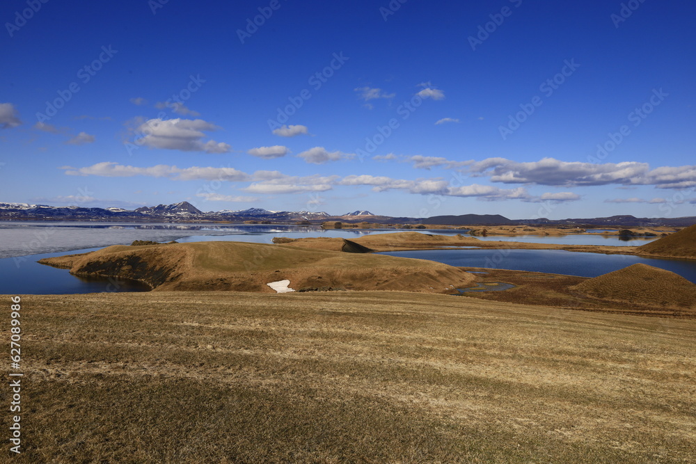 Obraz premium Mývatn is a shallow lake located in an area of active volcanism in northern Iceland, near the Krafla volcano