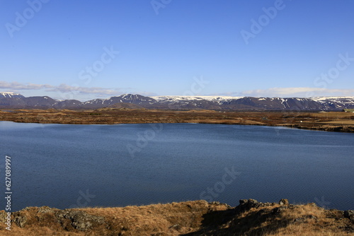 Fototapeta Naklejka Na Ścianę i Meble -  Mývatn is a shallow lake located in an area of active volcanism in northern Iceland, near the Krafla volcano
