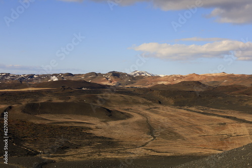 View in the Myvtan National park located in northern Iceland in the vicinity of the Krafla volcano