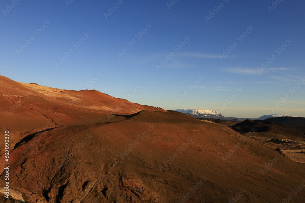Naklejka premium Hverarönd is a hydrothermal site in Iceland with hot springs, fumaroles, mud ponds and very active solfatares. It is located in the north of Iceland