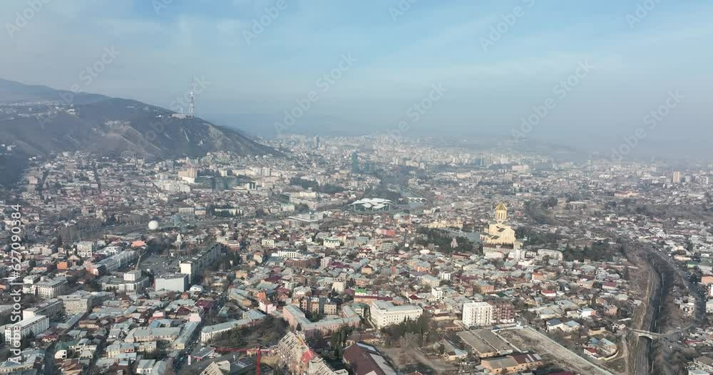 Aerial view of Holy Trinity Cathedral Sameba in Tbilisi Georgia Aerial view of Holy Trinity Cathedral Sameba in Tbilisi Georgia