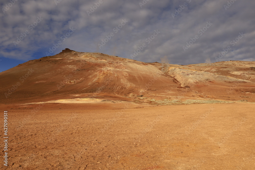 Hverarönd is a hydrothermal site in Iceland with hot springs, fumaroles, mud ponds and very active solfatares. It is located in the north of Iceland, east of the town of Reykjahlíð