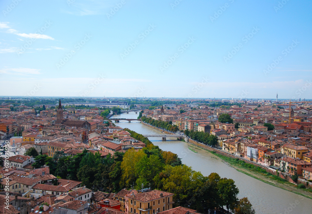 View over the Adige river, Verona, Italy