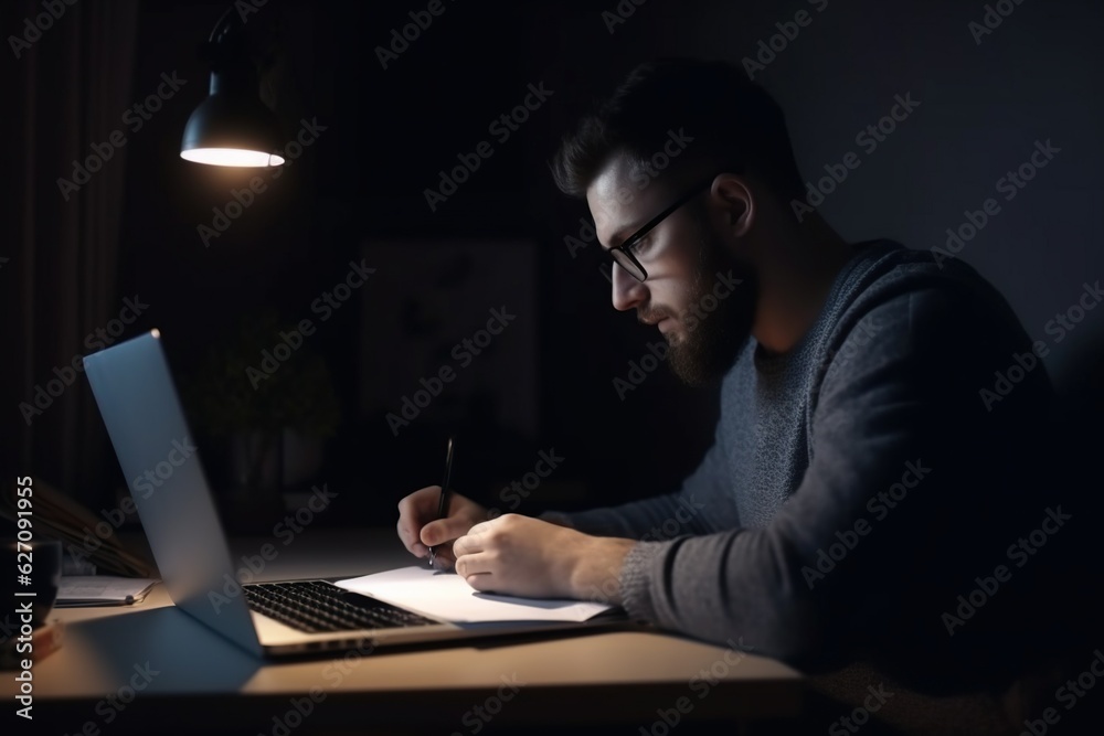 Man surfing the internet on laptop