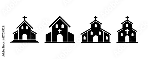 Set of church building vector icons. Christianity, sanctuary, holy, religious symbols. Vector 10 Eps.