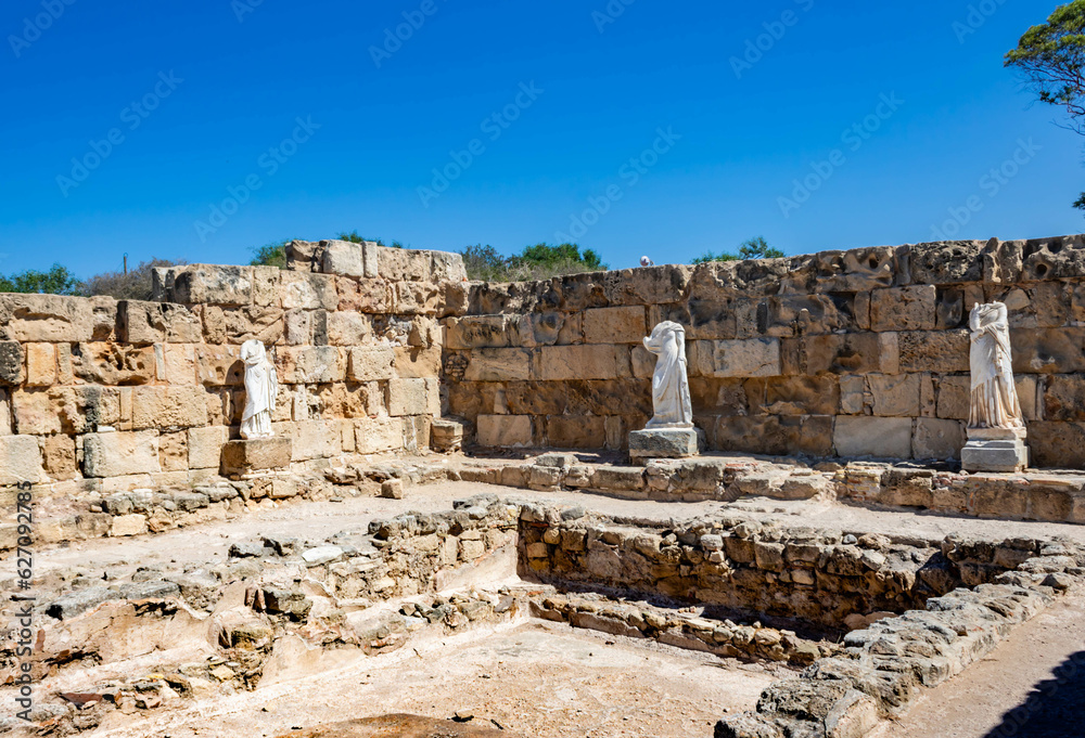 Salamis with its sculptures, an ancient Greek city-state on the east coast of Cyprus