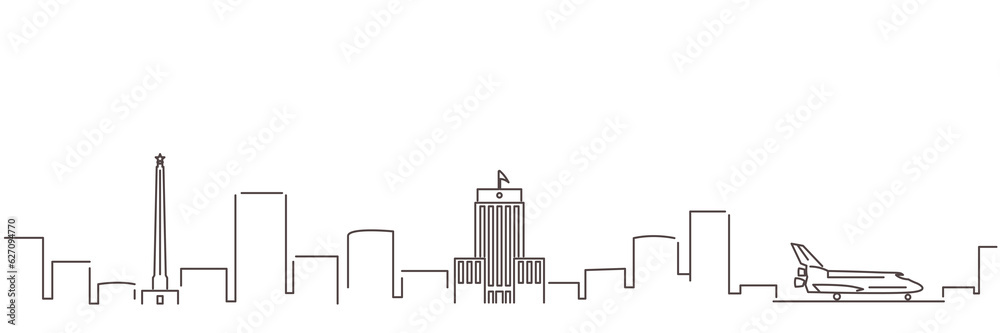 Houston Dark Line Simple Minimalist Skyline With White Background Houston Dark Line Simple Minimalist Skyline With White Background