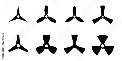 Collection of propellers isolated on white background. Set of black propellers. Vector illustration of graphic elements