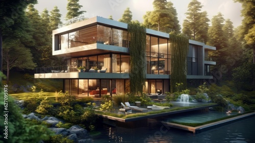 A harmonious combination of architecture and nature. AI generated