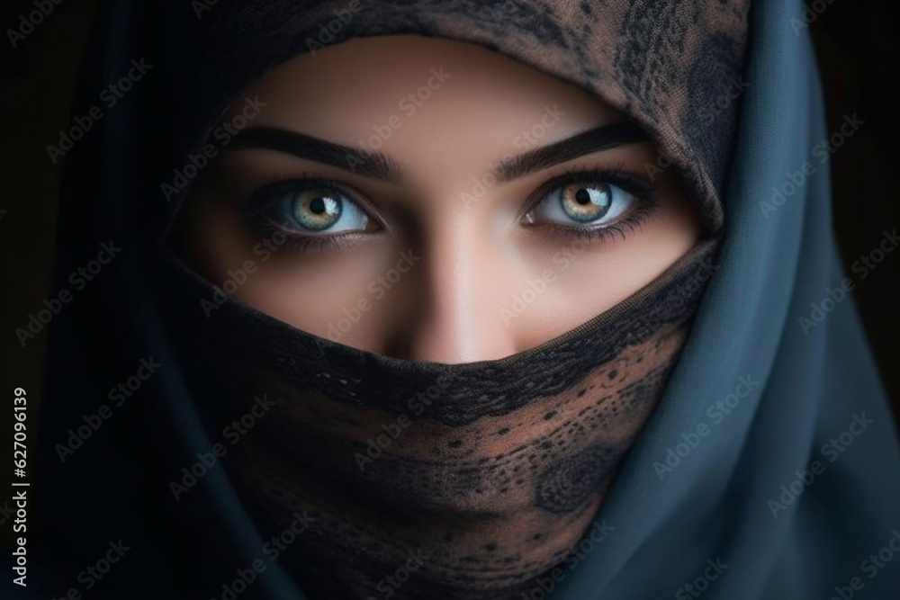 Portrait of a Young Moroccan Woman with Niqab. Generative ai Portrait of a Young Moroccan Woman with Niqab. Generative ai
