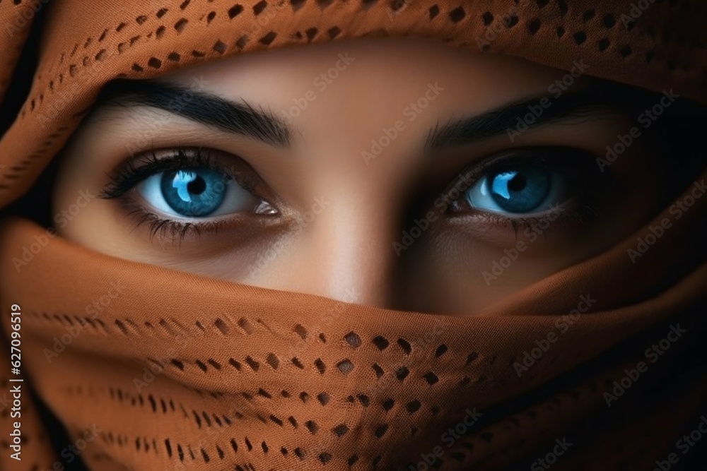 Portrait of a Young Moroccan Woman with Niqab. Generative ai