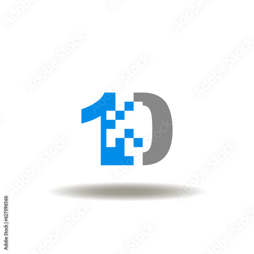 Vector illustration of one zero numbers digital transformation. Icon of quantum computing. Symbol of digital transformation.