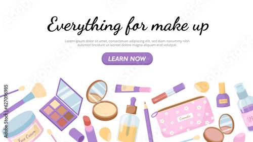 Everything for make up vector banner