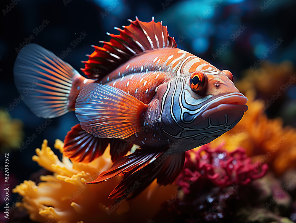 Fototapeta premium Colorful ocean fish created with Generative AI