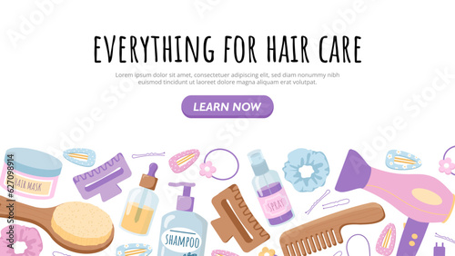Everything for hair care vector banner