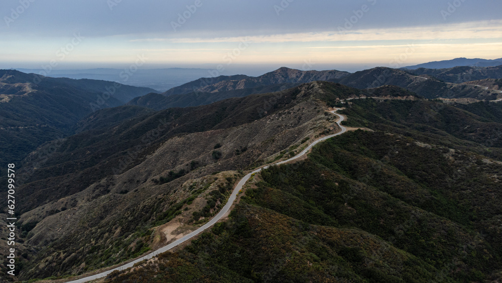 Naklejka premium Aerial View of Glendora Mountain Road, Angeles National Forest, San Gabriel Mountains