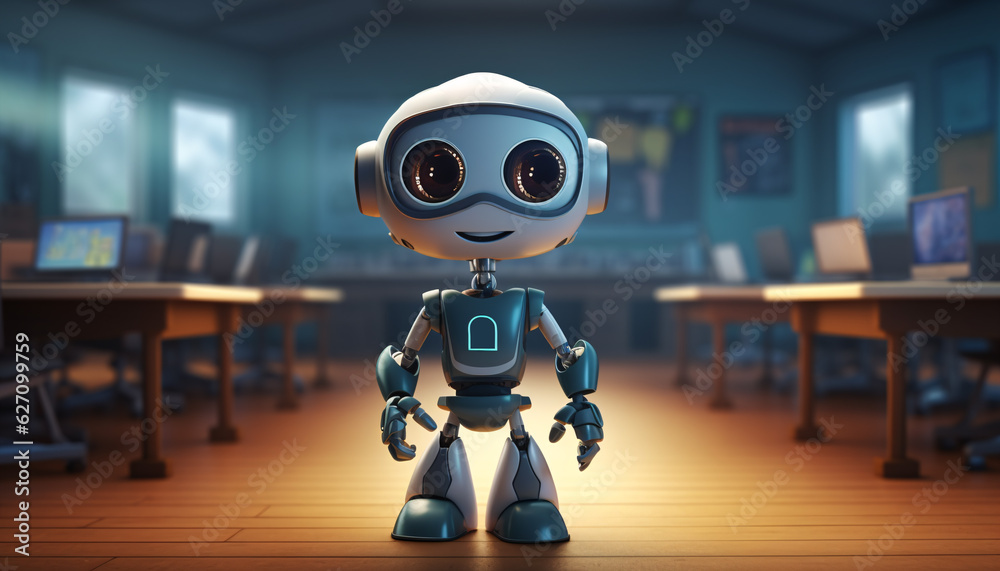 cute robot in a classroom - Generative AI cute robot in a classroom - Generative AI