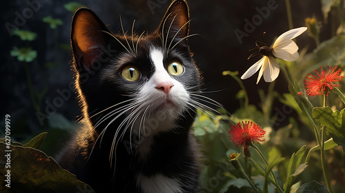 Katze im Blumengarten 