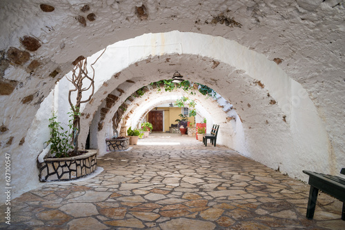 Inside the beautiful Monastery of the Most Holy Theotokos in Palaiokastritsa  Corfu  Greece