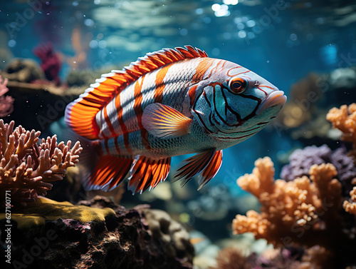 Colorful fish on ocean reef created with Generative AI © Jakub