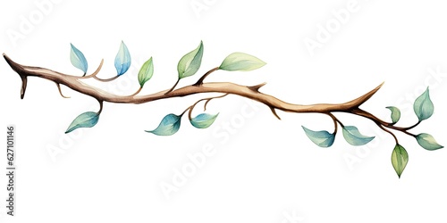  Watercolor Branches Playful Cartoon Twig - Isolated on a White Background, Styled with Watercolors and No Shadow - Watercolor Art, Generative AI Digital Illustration