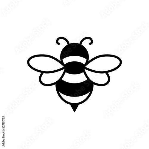 Honey bee cartoon silhouette icon. Clipart image isolated on white background