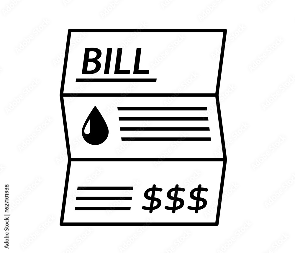 High Water Utility bill line icon. Clipart image isolated on white background High Water Utility bill line icon. Clipart image isolated on white background