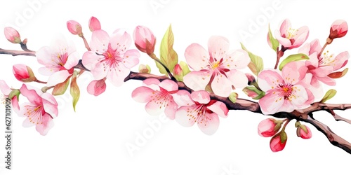  Watercolor Branches Watercolor Cherry Blossom - Spring Illustration with Different Elements - Petals, Twigs, Buds, Flowers - Handmade Card for You    Generative AI Digital Illustration © Cool Patterns