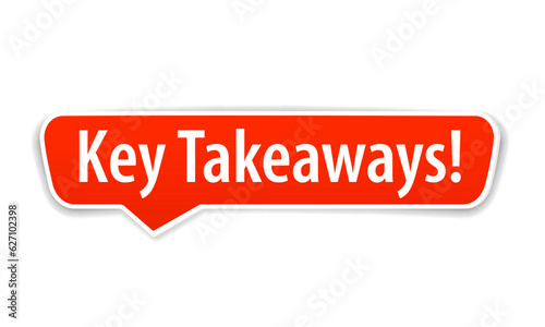Key takeaways text speech bubble icon. Clipart image isolated on white background