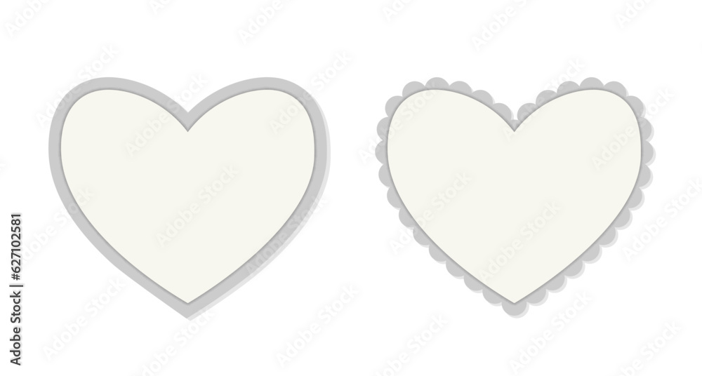 Heart shape banner template basic and scalloped. Clipart image isolated on white background Heart shape banner template basic and scalloped. Clipart image isolated on white background