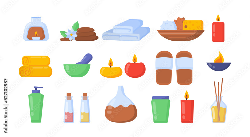 Set of spa salon items vector concept Set of spa salon items vector concept