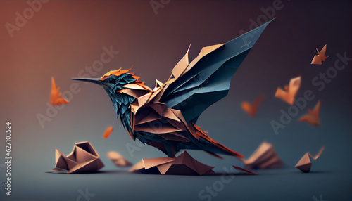 Concept of fresh thoughts and ideas as a mark of inspiration and creativity metaphor as a collection of crumpled papers, with one unique paper changing into a fluttering origami bird