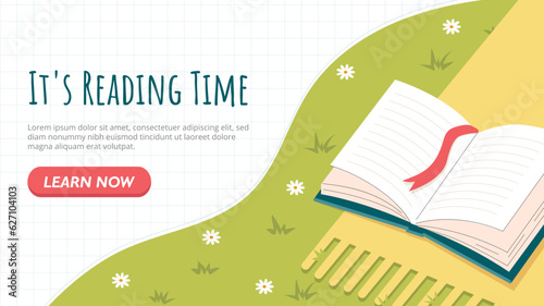 Time for reading vector banner concept