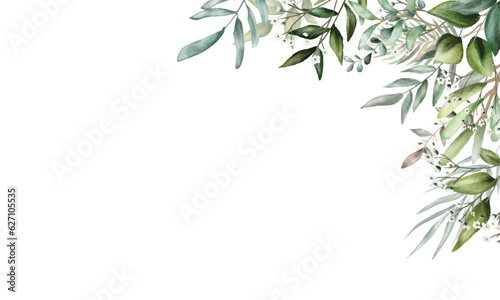 Presentation Background with tropical leaf plant on green background vector design. With copy space area.