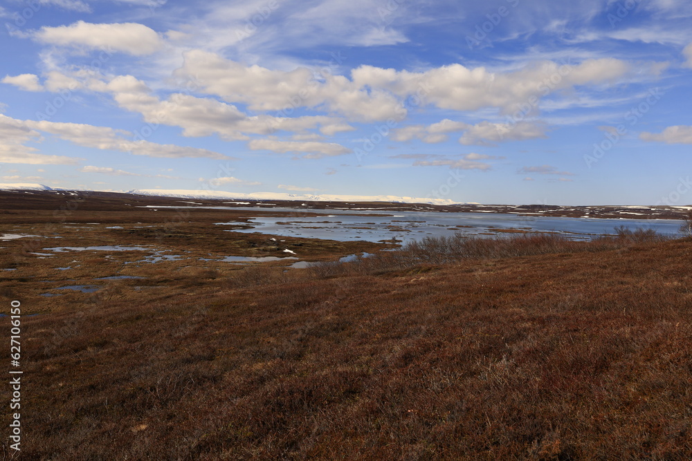 Mývatn is a shallow lake located in an area of active volcanism in northern Iceland, near the Krafla volcano Mývatn is a shallow lake located in an area of active volcanism in northern Iceland, near the Krafla volcano