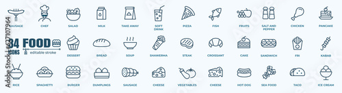 Fotografija Simple Set of Food Related Vector Line Icons