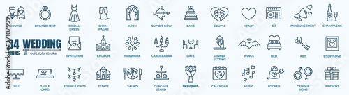 Simple Set of Minimal wedding  Related Vector Line Icons. Editable Stroke. 48x48 Pixel Perfect