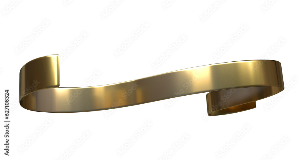 3d realistic Ribbon banner, Gold realistic label design Transparent template mockup.