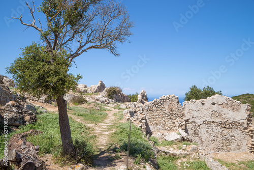 The yard of Aggelokastro castle in Nothrwestern Corfu, Greece photo