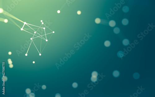 Abstract background. Molecules technology with polygonal shapes, connecting dots and lines. Connection structure. Big data visualization. © teerawit
