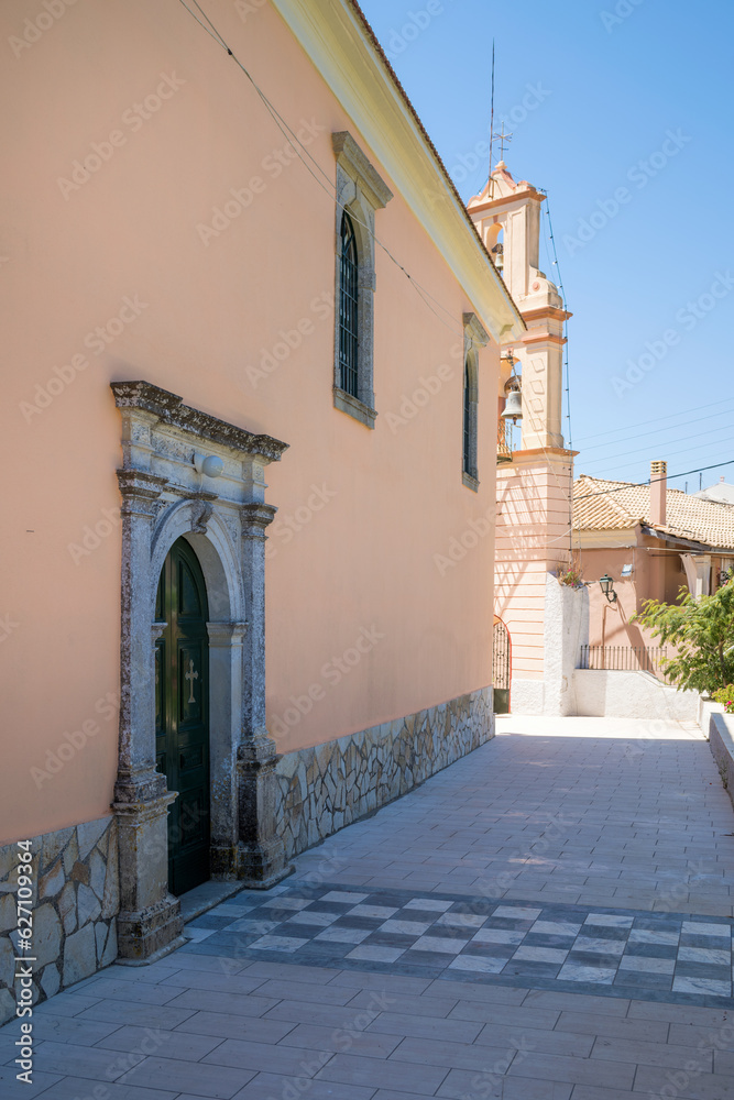 Street in pretty Makrades village, Corfu, Greece
