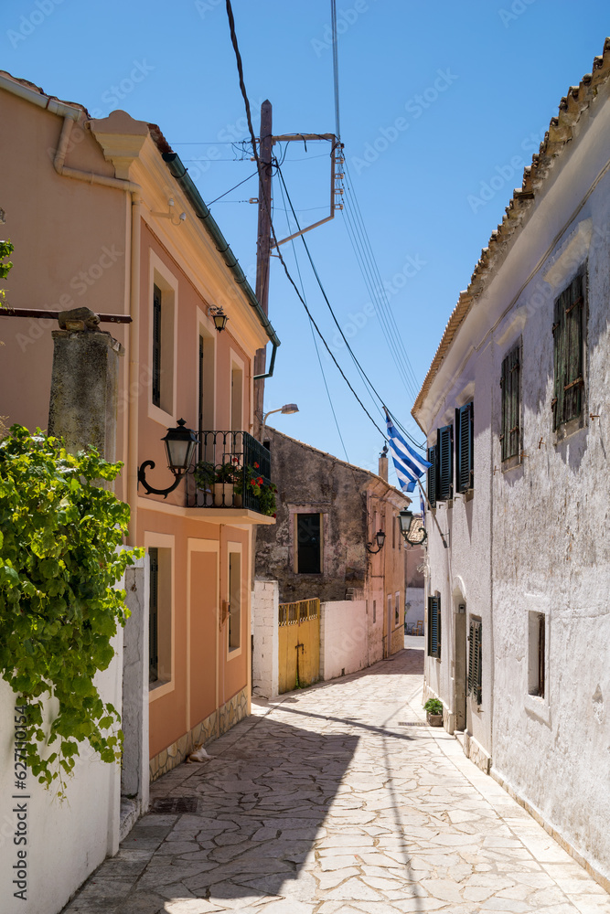 Street in pretty Makrades village, Corfu, Greece