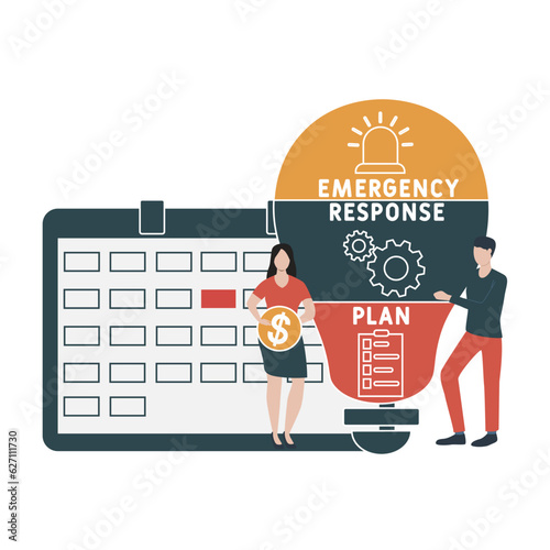 ERP - emergency response plan  acronym. business concept background. vector illustration concept with keywords and icons. lettering illustration with icons for web banner, flyer, landing