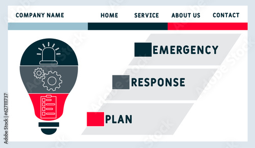 ERP - emergency response plan  acronym. business concept background. vector illustration concept with keywords and icons. lettering illustration with icons for web banner, flyer, landing