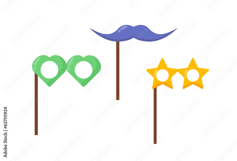 Birthday party mustache and glasses vector concept Birthday party mustache and glasses vector concept
