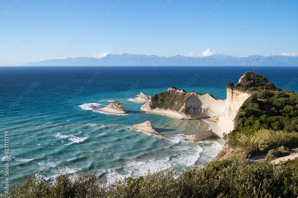 Amazing view to cape Drastis in northern Corfu, Greece