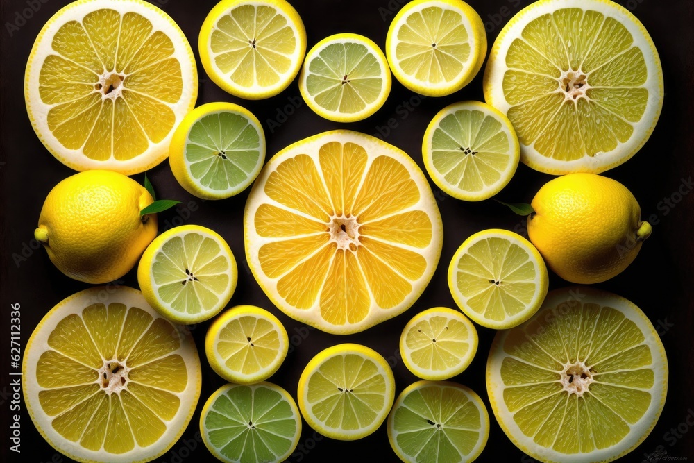 Fototapeta premium top view of lemon slices