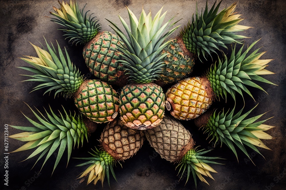 top view of pineapples top view of pineapples