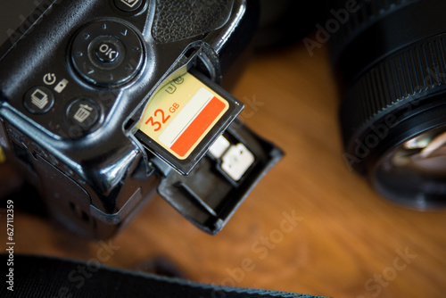 inserting a memory card into a camera