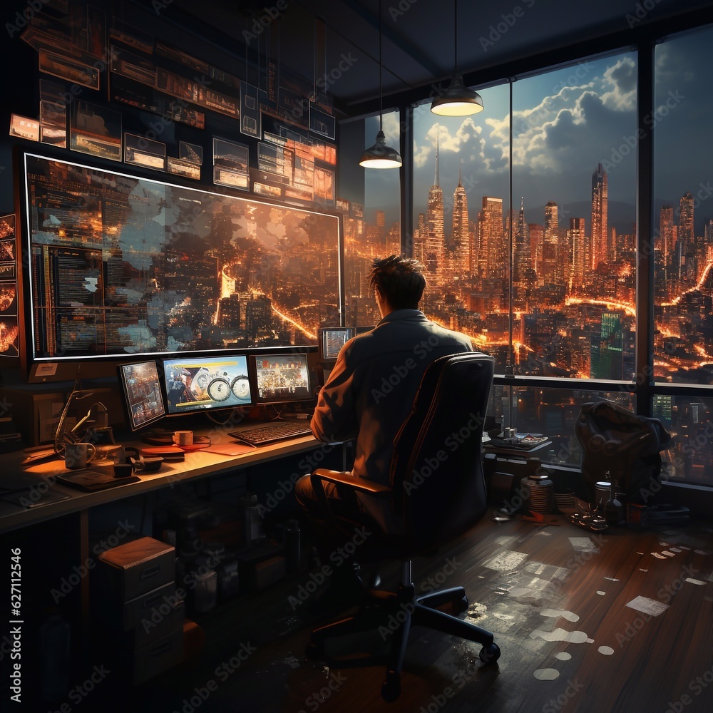 trader focused on business analysis in an office trader focused on business analysis in an office